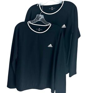 Two Adidas Black Climalite Long Sleeve Athletic Shirts Size Large